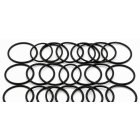 Czarne oringi chloroprenowe CR 70 ShA w różnych rozmiarach calowych na białym tle, przekrój od 1.02mm do 1.78mm – superseal.pl