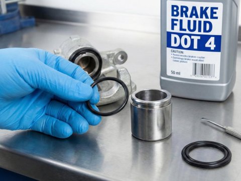 Czarne oringi EPDM odporne na płyn hamulcowy DOT 4 przygotowane do montażu